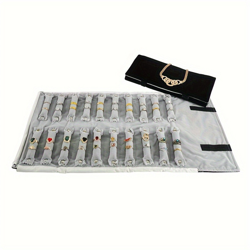 Velvet Ribbon Roll - เครื่องประดับม้วนกระเป๋าแหวนแบบพกพากระเป๋ากํามะหยี่เครื่องประดับแสดงกระเป๋า