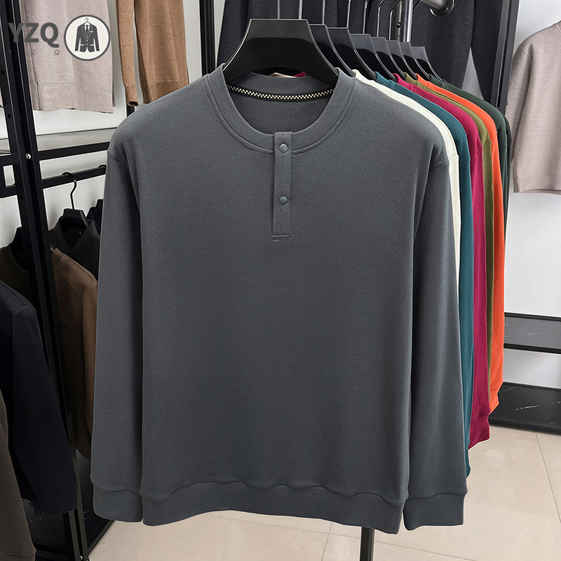 Embellish Knit - เสื้อแขนยาวผ้าถักเนื้อนุ่มสำหรับผู้ชาย คอวี กระดุมครึ่งตัว ทรงหลวม สไตล์สตรีท
