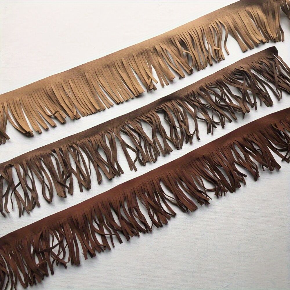 Fringe Ribbon Sewing - ริบบิ้นพู่ห้อยตกแต่งขอบผ้าหนังกลับเทียม 1 หลา สำหรับงาน DIY เสื้อผ้า
