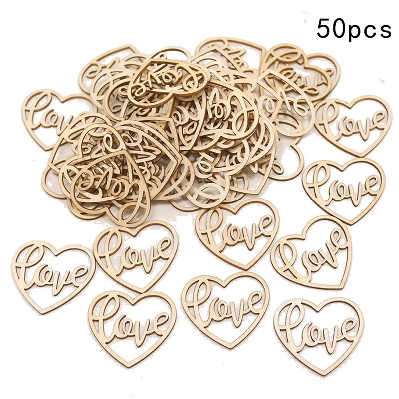 50 ชิ้น ของตกแต่งรูปหัวใจไม้ ช - Embellish Craft บทวิจารณ์และราคา