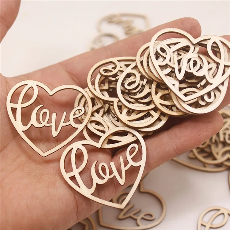 50 ชิ้น ของตกแต่งรูปหัวใจไม้ ช - Embellish Craft บทวิจารณ์และราคา
