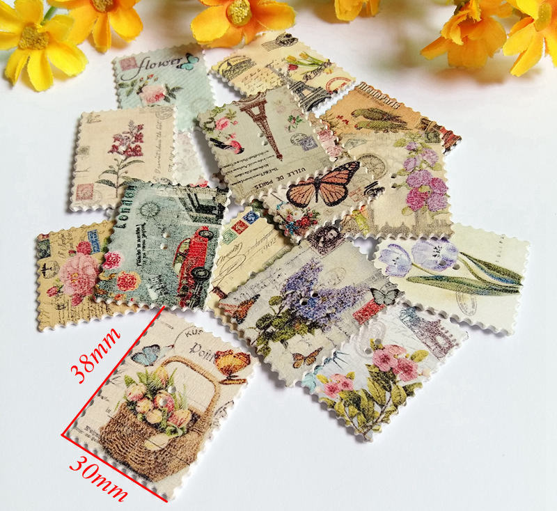 20 ชิ้น กระดุมไม้ลายผสมรูปทรงส - Embellishments For Scrapbooking บทวิจารณ์และราคา