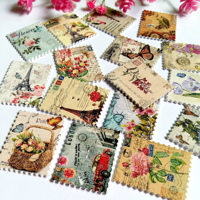 20 ชิ้น กระดุมไม้ลายผสมรูปทรงส - Embellishments For Scrapbooking บทวิจารณ์และราคา
