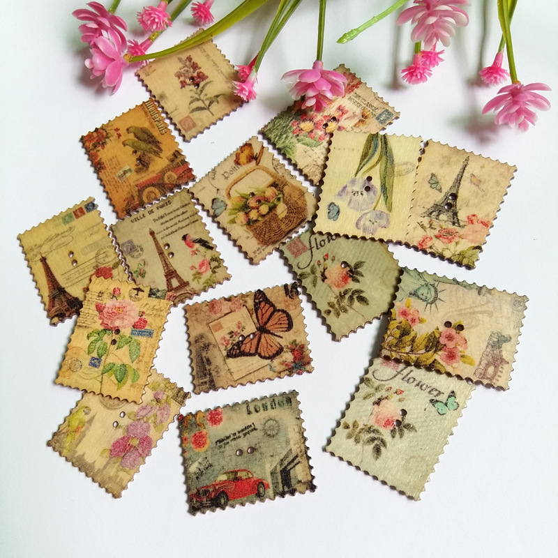 20 ชิ้น กระดุมไม้ลายผสมรูปทรงส - Embellishments For Scrapbooking บทวิจารณ์และราคา