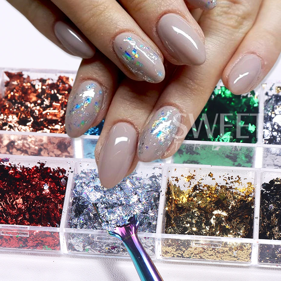 12 กริด Golden ฟอยล์เล็บ Glitt - Glitter Vinyl Roll บทวิจารณ์และราคา