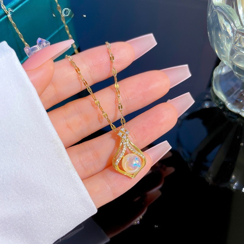 Elegant ผู้หญิง K14 Gold สีสร้ - Pearl Trim Chain บทวิจารณ์และราคา
