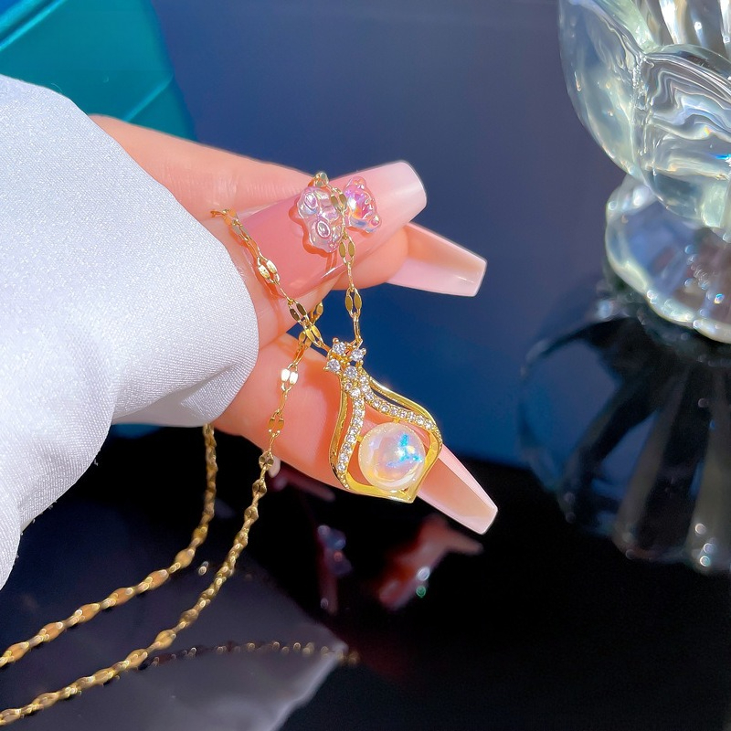 Elegant ผู้หญิง K14 Gold สีสร้ - Pearl Trim Chain บทวิจารณ์และราคา